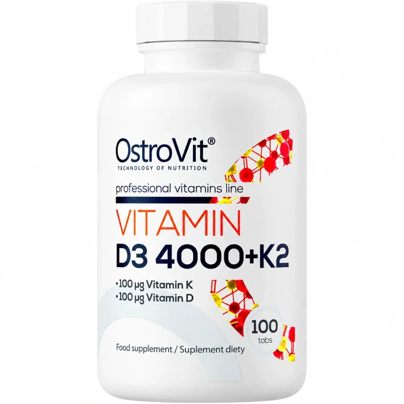 OstroVit Vitamin D3 4000 IU + K2 | D3 and K2 Vitamins 100 Tablets