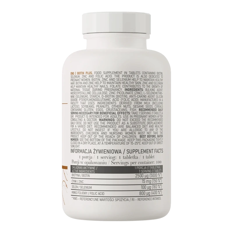 OstroVit Biotin Plus | Biotin 2500 µg 100 Tablets