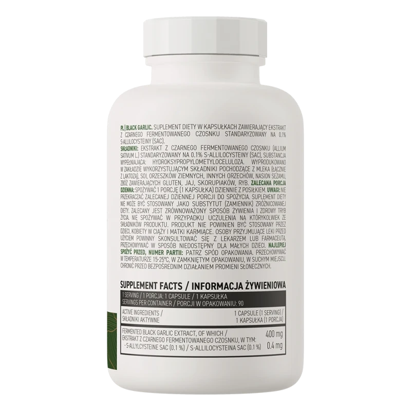 OstroVit Black Garlic VEGE | Fermented Black Garlic 400 mg 90 Capsules