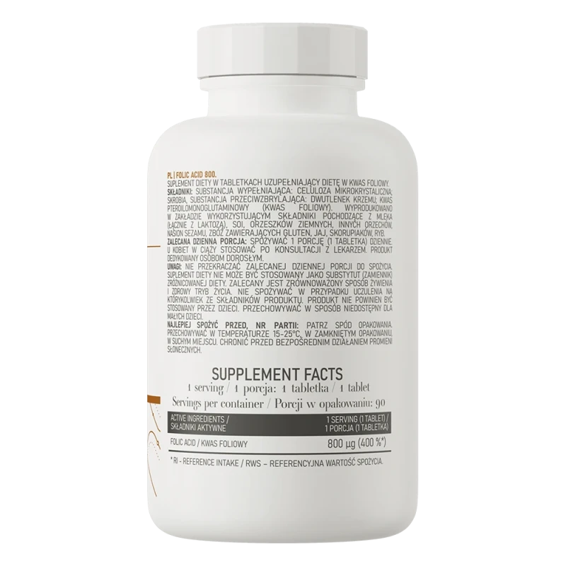 OstroVit Folic Acid | Folic Acid B9 Vitamin 90 Tablets