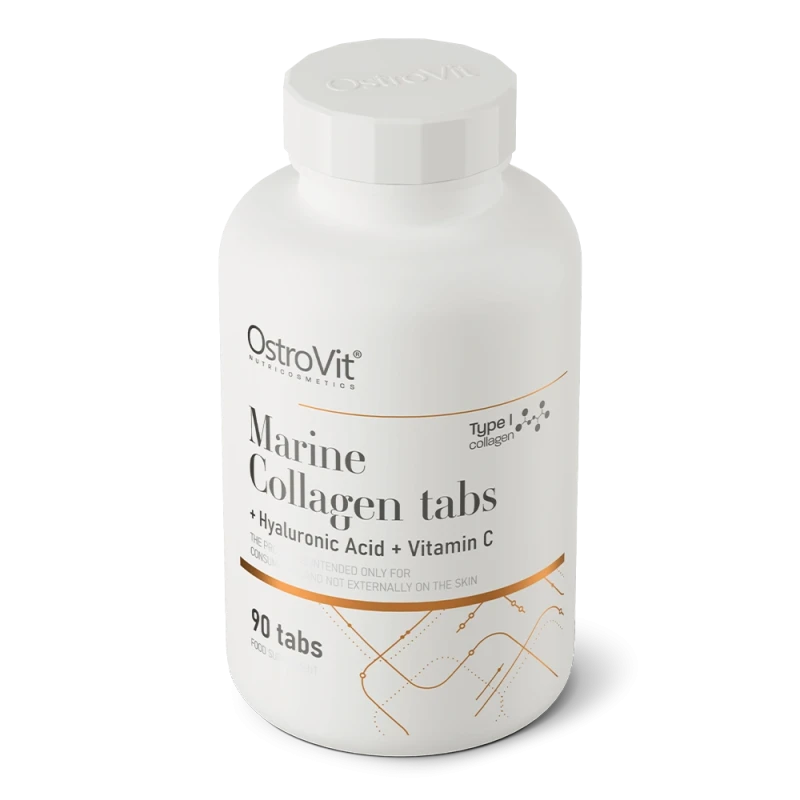 OstroVit Marine Collagen + Hyaluronic Acid + Vitamin C | Marine Collagen + Hyaluronic Acid 90 Tablets