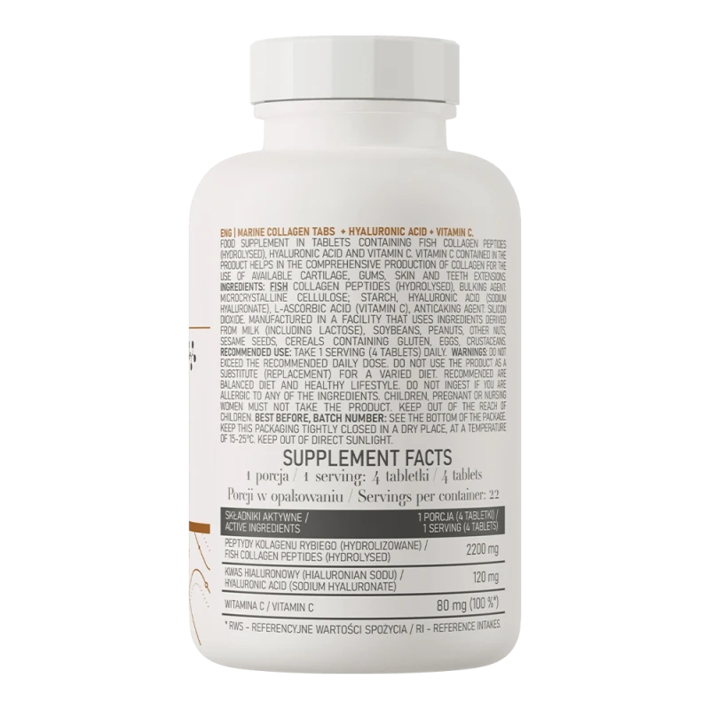 OstroVit Marine Collagen + Hyaluronic Acid + Vitamin C | Marine Collagen + Hyaluronic Acid 90 Tablets
