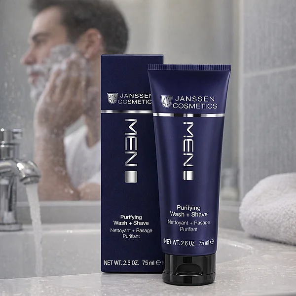 Janssen Cosmetics Purifying Wash + Shave | Gentle Shaving and Cleansing Foam, 75 ml