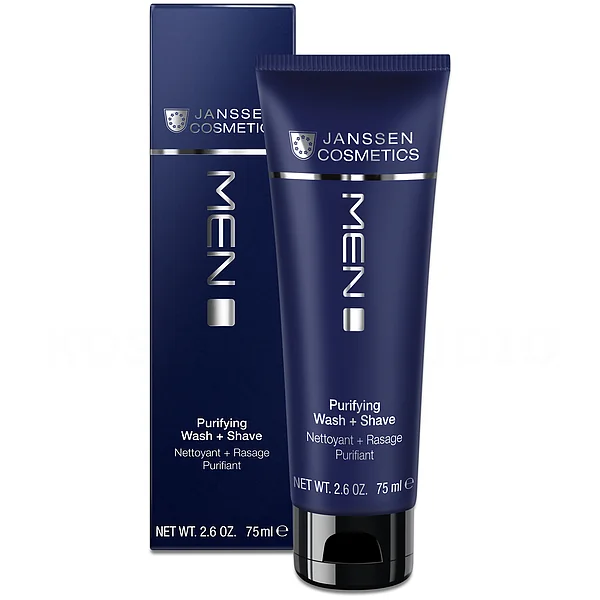 Janssen Cosmetics Purifying Wash + Shave | Gentle Shaving and Cleansing Foam, 75 ml