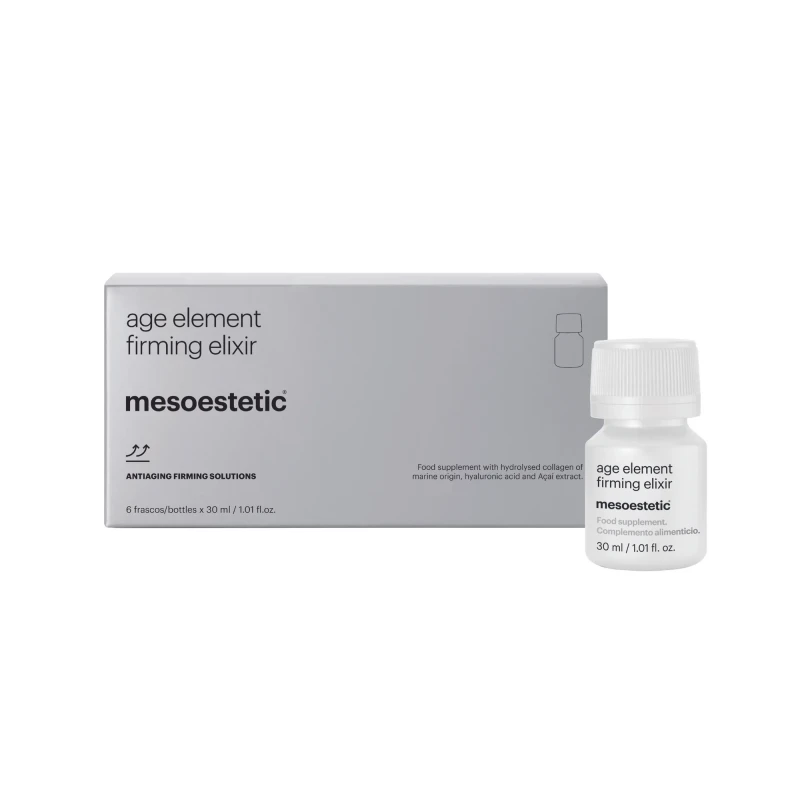 Mesoestetic age element® firming elixir | Food supplement with hydrolysed marine collagen and hyaluronic acid 6 × 30 ml