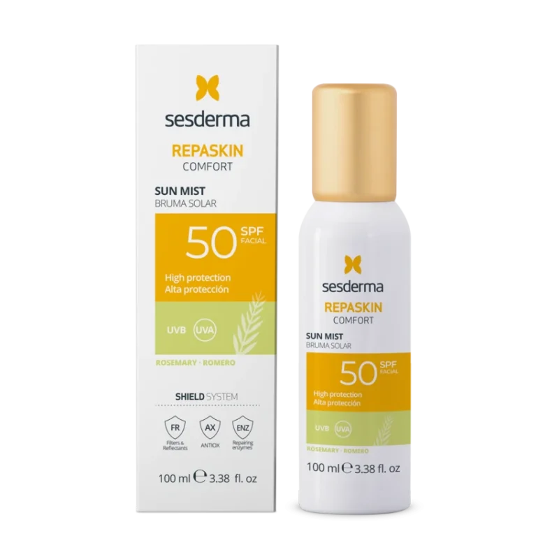 Sesderma Repaskin Comfort Sun Mist Rosemary SPF50 | Protective Sun Aerosol with Rosemary Scent and SPF50 100 ml