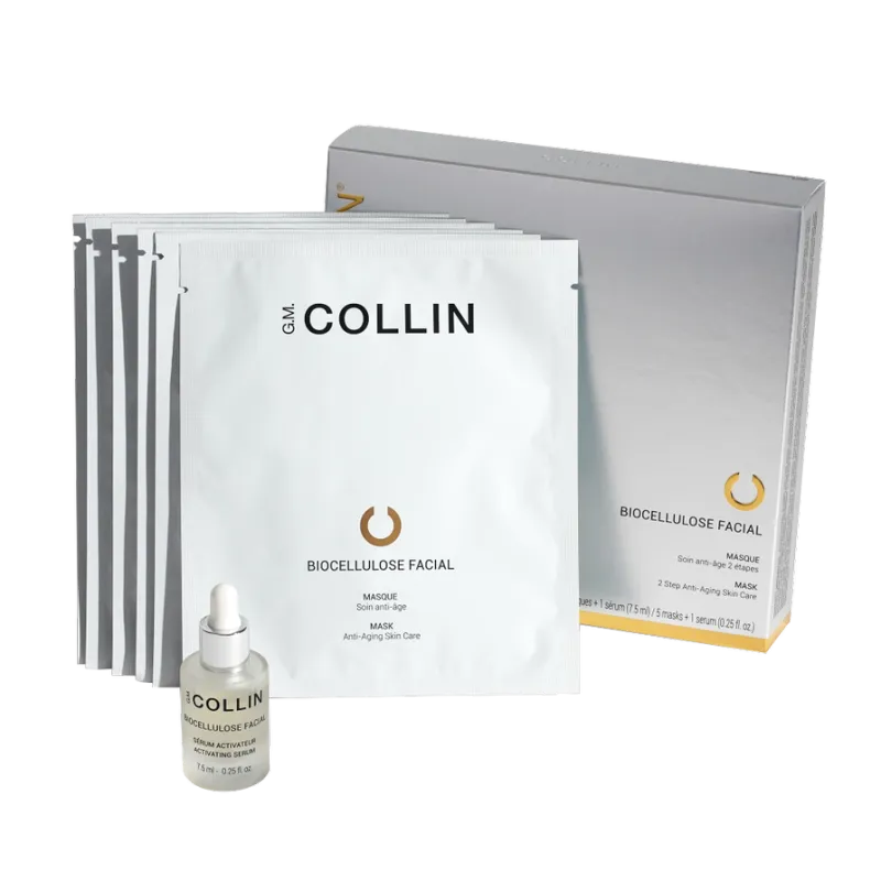 G.M. COLLIN Biocellulose Facial Mask | Biocellulose Sheet Mask Set with Activating Serum 5 pcs + 7 ml